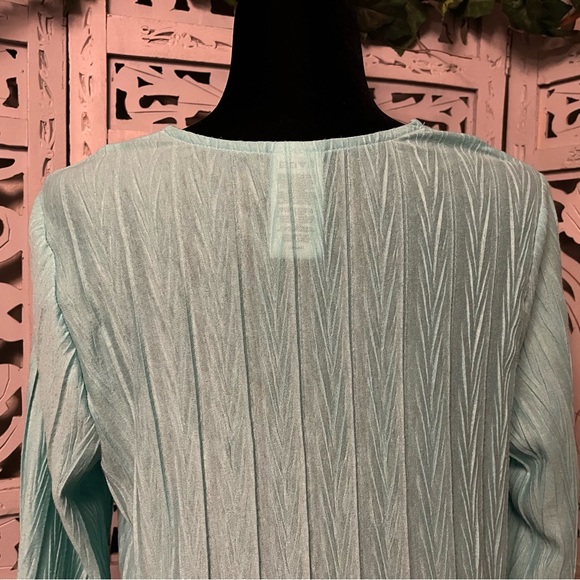 CATALINA AMAZING SOFT LIGHT TURQUOISE GREEN CROTCHET FRONT MID SLEEVE TUNIC TOP - Picture 9 of 10